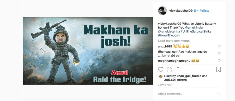 Vicky Kaushal responds to Amul after its delicious tribute to ‘Uri: The Surgical Strike’