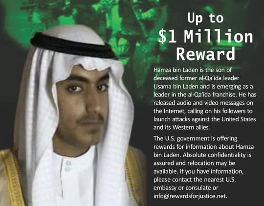 World Botheration Al-Qaeda: United States offers reward for Osama's son Hamza Bin Laden