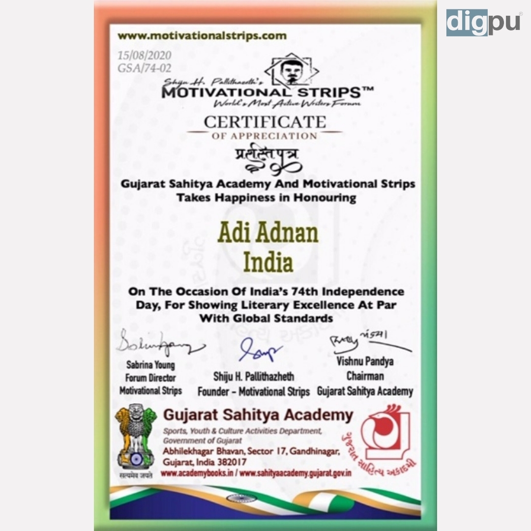 Young poet from Pulwama awarded by Gujarat Sahitya Academy and Motivation Strips - Kashmir News - Dilpaziir - Digpu