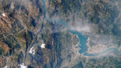 A satellite view of the Three Gorges Dam in China