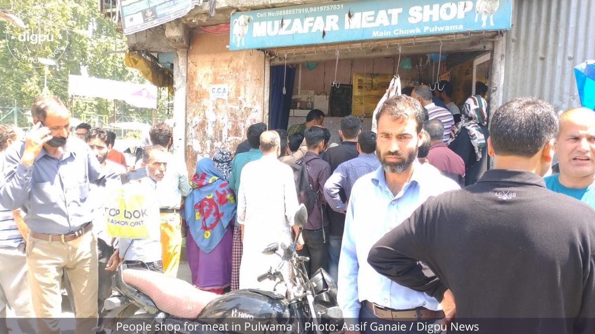 People buy meat in Pulwama ahead of Eid-ul-Fitr