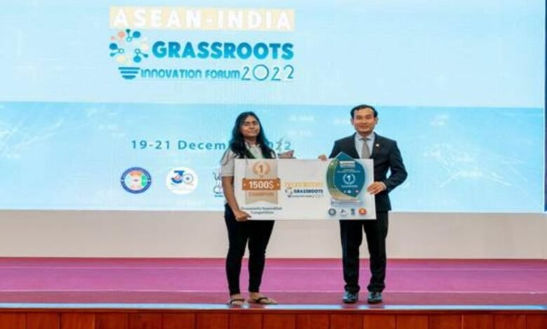 An Innovator from India makes the country proud by winning a competition at the 3rd ASEAN India Grassroots Innovation forum in Cambodia