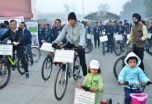 Union Health Minister Dr Mansukh Mandaviya participates in Cyclathon organised by the National Board of Examination in Medical Sciences (NBEMS)
