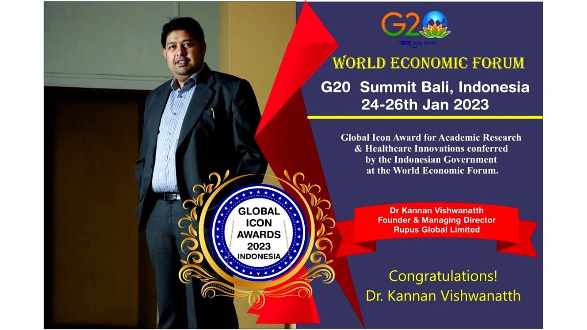 Dr Kannan Vishwanatth of Rupus Global Limited awarded Global Icon Award at Royal Palace, Bali, Indonesia