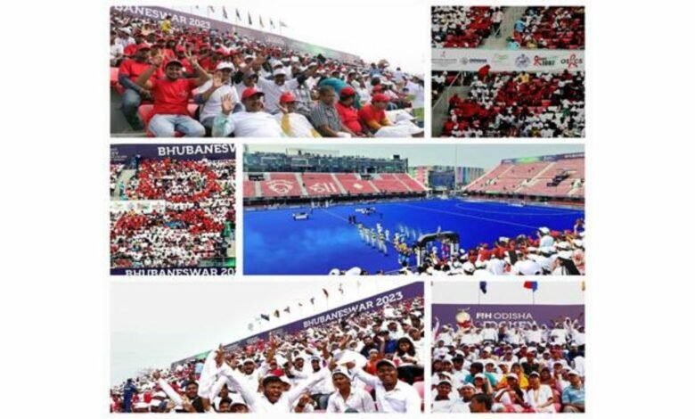 National AIDS Control Organisation forms the Largest Human Red Ribbon Chain in Kalinga Stadium of Bhubaneswar, Odisha to create awareness of AIDS