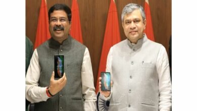 Shri Dharmendra Pradhan with Shri Ashwini Vaishnaw successfully tests the ‘BharOS’, a Made in India mobile operating system developed by IIT Madras