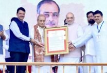Union Home Minister and Minister of Cooperation, Shri Amit Shah presented Maharashtra Bhushan Award for the year 2022 to Dr Appasaheb Dharmadhikari in Raigarh, Maharashtra yesterday
