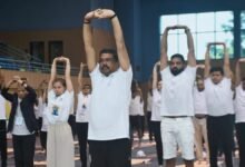Dharmendra Pradhan participates in the International Day of Yoga 2023 session at Savitribai Phule Pune University
