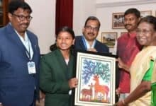 Shri Arjun Munda interacts with EMRS students at the Dr Ambedkar International Centre in New Delhi