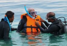 PM Modi in Lakshadweep island Scuba diving with life jacket