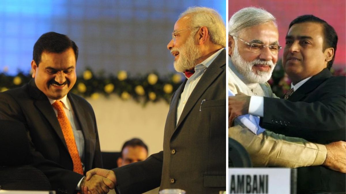 Modi along with Gautam Adani and Mukesh Ambani